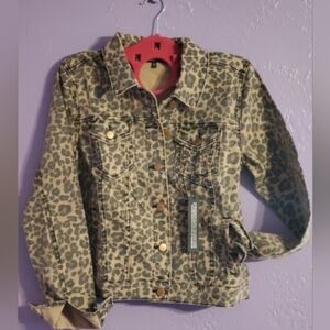 Leopard Print Denim Jacket by See Thru Soul